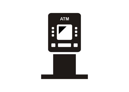 ATM or ticketing machine. Simple illustration in black and white

