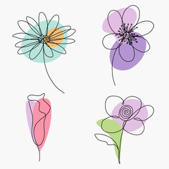 Simplicity flower freehand continuous line drawing flat design.