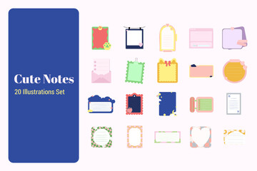 Pastel Cute Notes Illustration Set