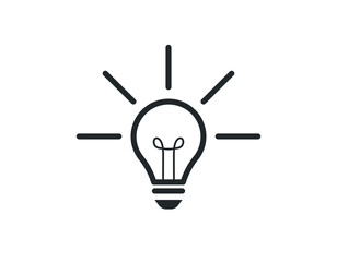 Idea icon, light bulb with rays, linear vector simple trendy icon