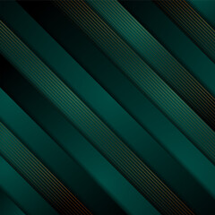 Obraz premium Dark green and golden abstract tech geometric background. Luxury glitter concept vector design