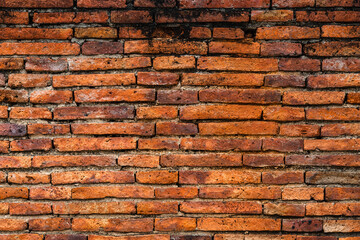 Old red brick wall texture in Ayutthaya period, Thailand
