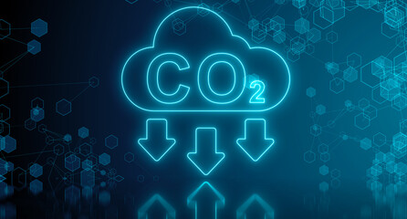 Fototapeta Carbon Capture Technology CO2 Carbon Dioxide Emissions Capture and Storage technologies - Illustration rendering obraz