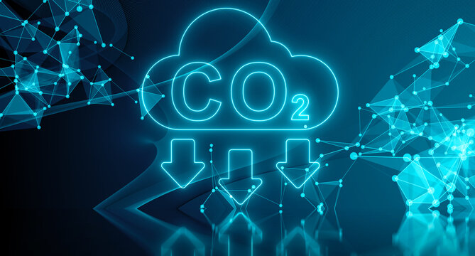 Carbon Capture Technology CO2 Carbon Dioxide Emissions Capture and Storage technologies - Illustration rendering
