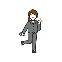 ガッツポーズのスーツの女性