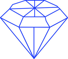 diamond icon, diamond outline blue color. on white background