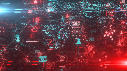 Smart contract is an agreement between two people in the form of computer code that are self-executing, business applications that run on a decentralized blockchain network - illustration rendering