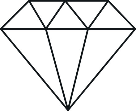 diamond icon vector outline on white background