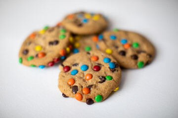 Four Chocolate Chip with Colorful Candy M&M Cookies