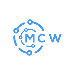 Obraz premium MCW technology letter logo design on white background. MCW creative initials technology letter logo concept. MCW technology letter design. 