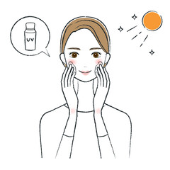 紫外線対策をする女性　UVケア