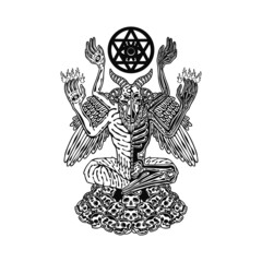 Devil goat vintage illustration.