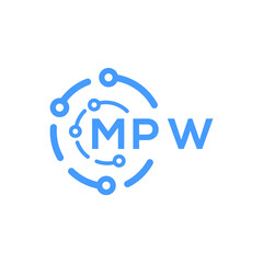 MPW technology letter logo design on white  background. MPW creative initials technology letter logo concept. MPW technology letter design.
