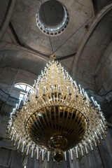 Vertical shot of a church chandelier