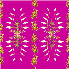 Seamless pattern with interesting doodles on colorfil background. Raster illustration.