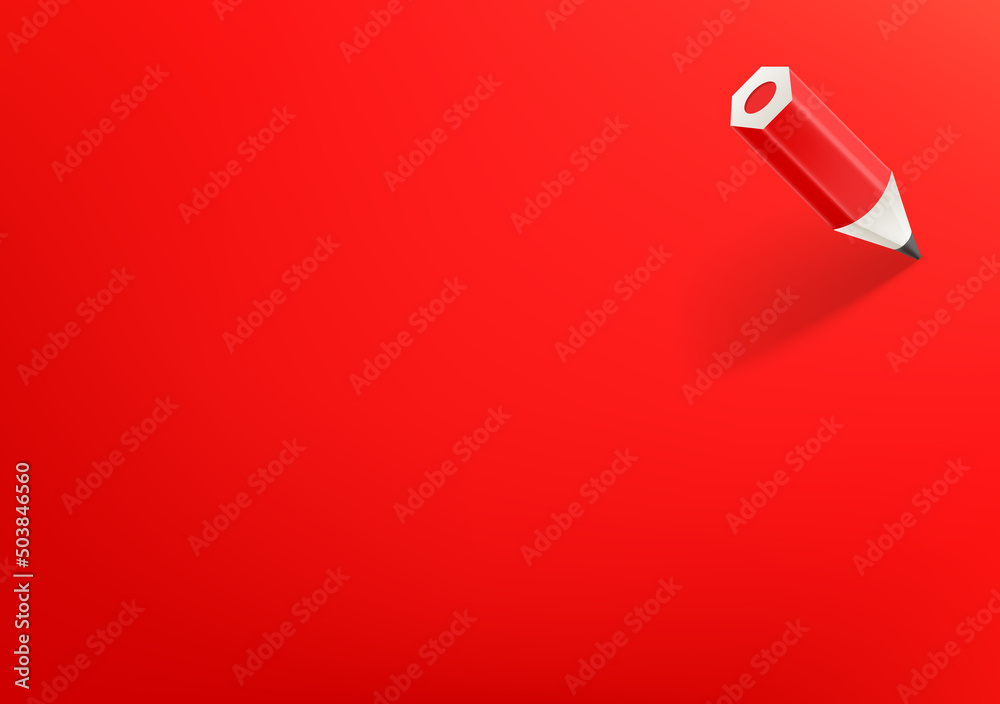 Aufkleber Vector wallpaper with red crayon. 3d vector background with copy space