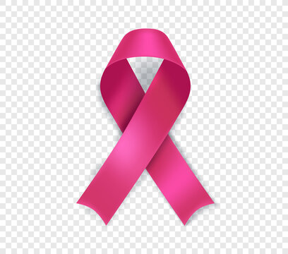 Breast cancer awareness symbol. Pink ribbon isolated on transparent  background