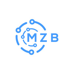 MZB technology letter logo design on white  background. MZB creative initials technology letter logo concept. MZB technology letter design.
