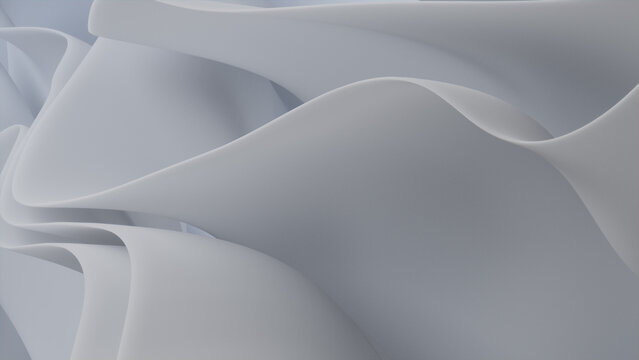Elegant 3D Design Background, with Undulating, Abstract White Layers. 3D Render.