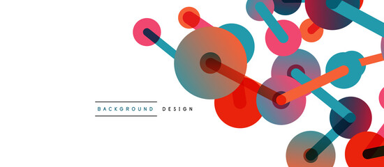 Abstract background. Round dots connected by lines. Trendy techno business template for wallpaper, banner, background or landing