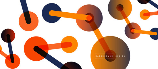 Line points connections geometric abstract background. Circles connected by lines. Trendy techno business template for wallpaper, banner, background or landing