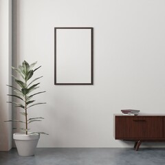 Obraz na płótnie Canvas Frame mockup in living room interior. 3d rendering, 3d illustration