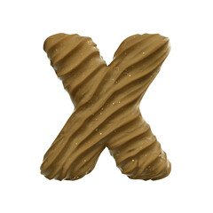 wet sand letter X - Upper-case 3d beach font - suitable for ocean, vacation or nature related subjects