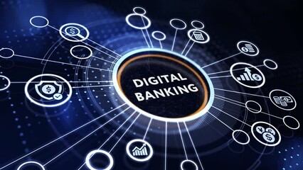 Business, technology, internet and networking concept. digital banking on the virtual display.