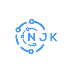 NJK technology letter logo design on white  background. NJK creative initials technology letter logo concept. NJK technology letter design.
