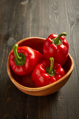 red peppers on a board