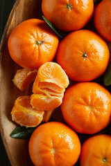 tangerines on a wooden table