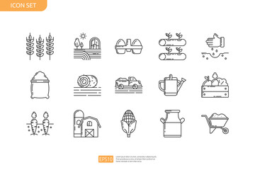 Agriculture and Farming Line Icon Set
