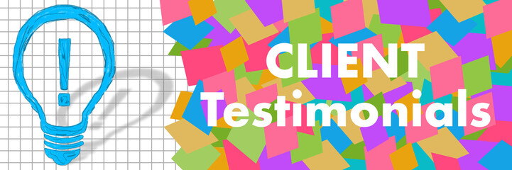 Client Testimonials Colorful Squares Texture Symbol Left Text  