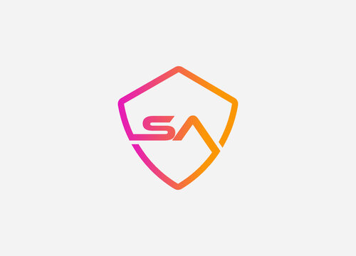 SA Letter Logo Design Template Vector And Shied Logo