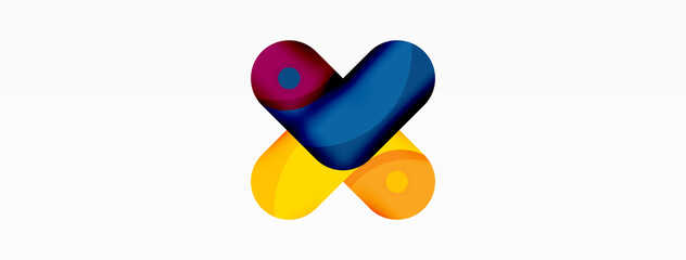 Creative geometric wallpaper. Round arrow shape minimal geometric background. Techno business template for wallpaper, banner, background or landing