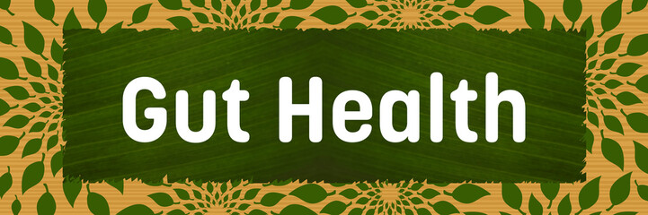 Gut Health Leaves Circular Background Brown Lines Text 