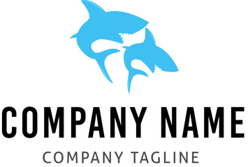 Shark flat logo design