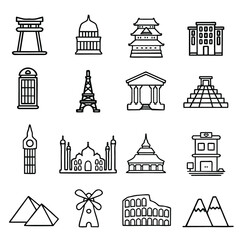 Set of illustration landmarks and monuments. Web icon, element, or web design