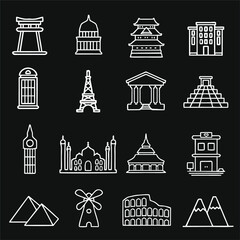 Fototapeta na wymiar Set of illustration landmarks and monuments. Web icon, element, or web design