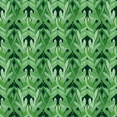 Watercolor abstract seamless pattern of leafs Capsella Bursa-Pastoris. Medicinal meadow summer flowers. Wild healing herbs, botanical floral texture on a green background. For textiles, pack, print.