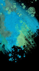 Modern blue flow background on black. Liquid shape in color banner.