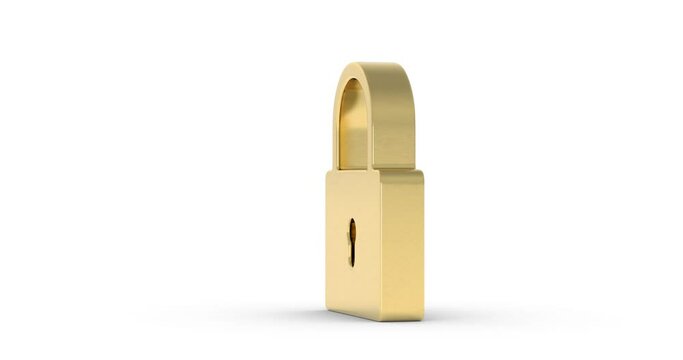 Rotating gold padlock symbol