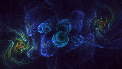 3D rendering abstract multicolor fractal light background
