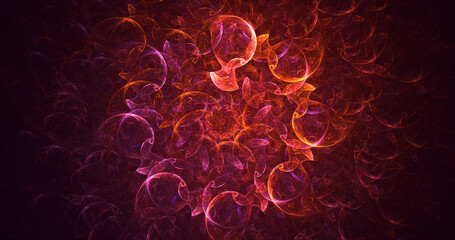 3D rendering abstract multicolor fractal light background