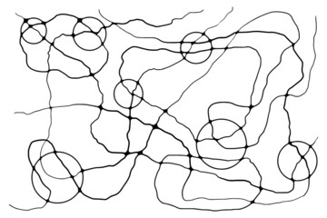 Neurographic lines sketch vector illustration. Abstract chaotic wavy curves pattern. Hand drawn monochrome neuroart