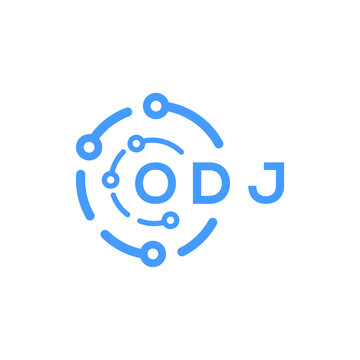 ODJ technology letter logo design on white  background. ODJ creative initials technology letter logo concept. ODJ technology letter design.