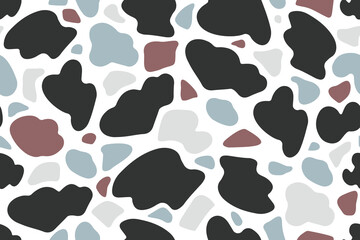 Fototapeta premium Cow skin zebra giraffe. Abstract random shapes seamless pattern. Rock camouflage. Stained glass. Vector. 