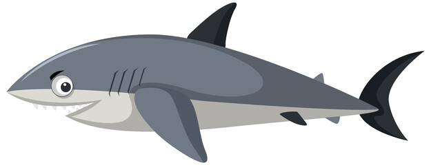 Cute shark cartoon character isolated