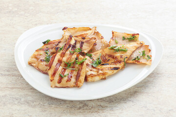 Grilled squid with unagi sauce