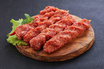Raw beef kebab minced meat